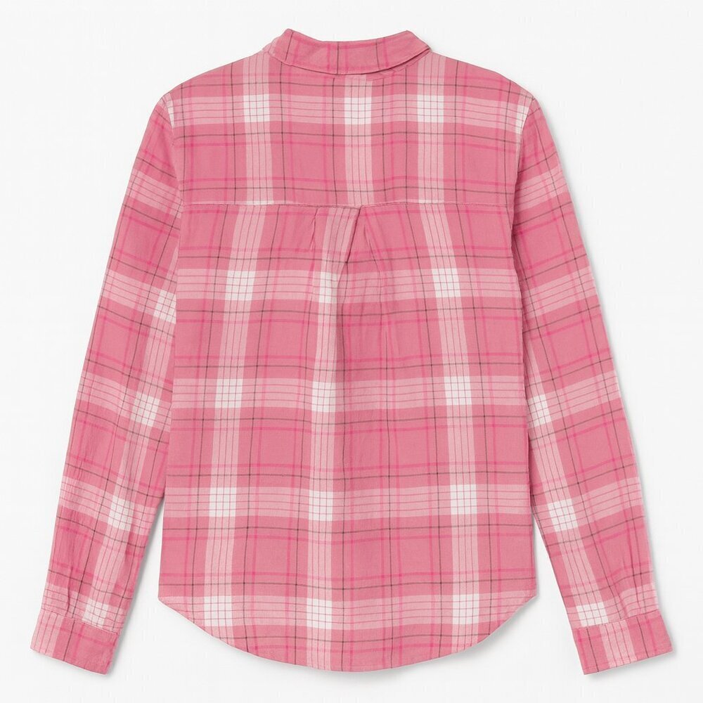 Ellos Casual Pink Plaid Button-Down Shirt – Size Large - Picture 2 of 5